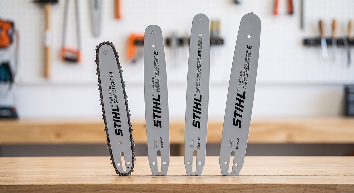 Vodiace lišty STIHL Light 04 a Rollomatic pre motorové píly.